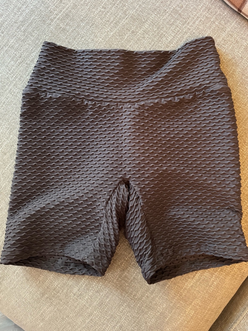 Booty by Brabants Textured Gray High-Waist Bike Shorts